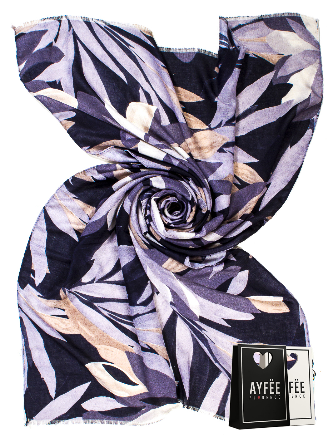 STOLA STAMPA GEOMETRICAL FLOWER, CM 90*180, 100% VISCOSE , MADE IN PRC - BLACK